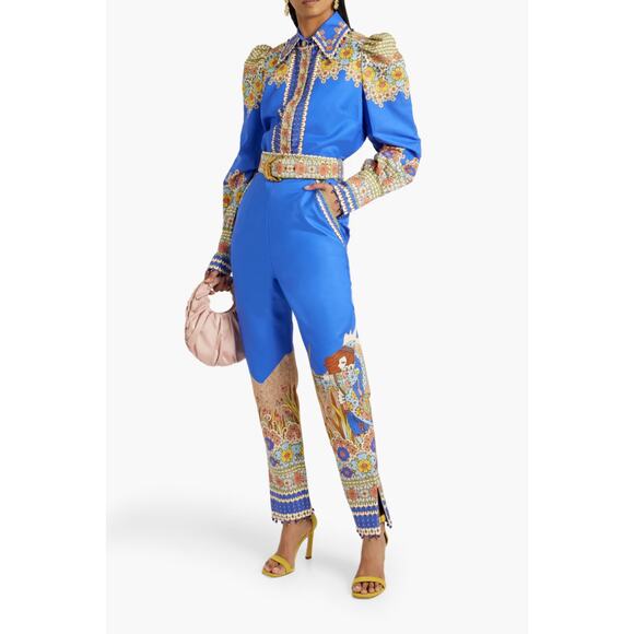 Zimmermann Pants - Zimmermann NWT Cosmic Zodiac Belted Print Silk Cotton Pants Size 8